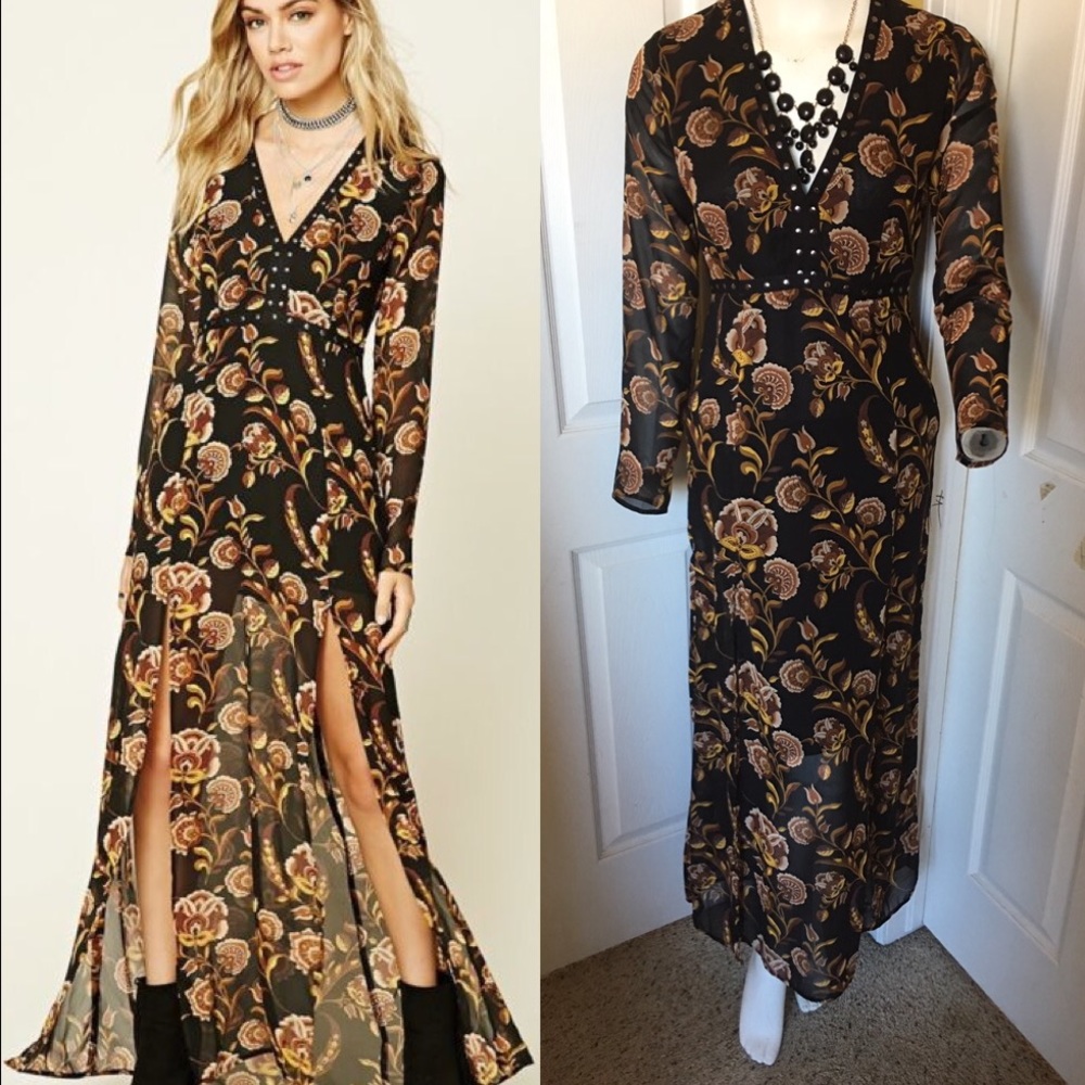 💥SOLD💥Floral-Print Long Slit-Front Maxi Dress 🌾