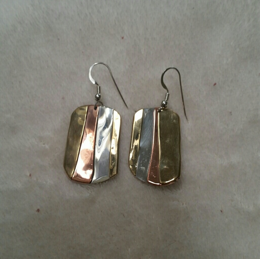 Gold, bronze, copper, & silver earrings