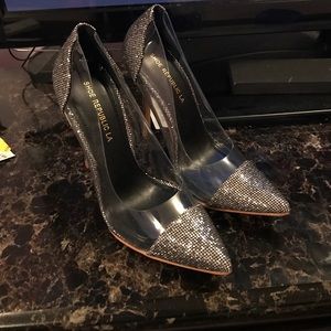 Silver sparkling heels