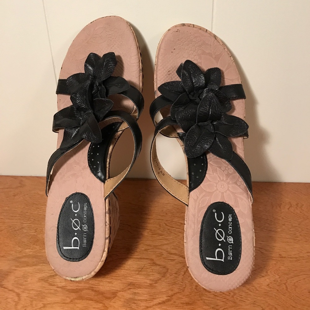 Black wedge sandals