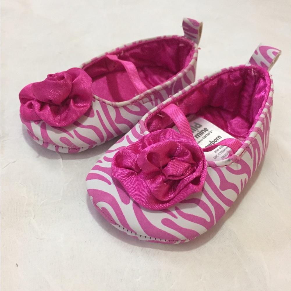 Carter's newborn pink zebra shoes