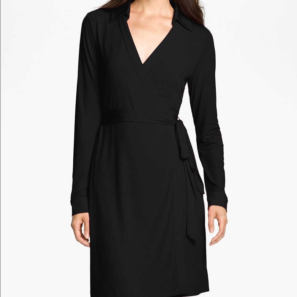 Calvin Klein long sleeve black wrap dress