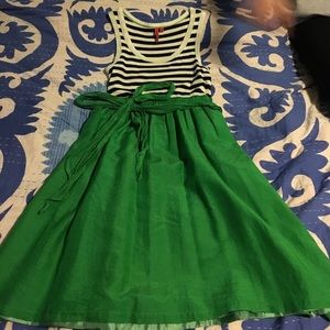 ANTHROPOLOGIE•Green and striped dress
