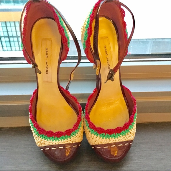 Crochet plum and teal heels - Picture 1 of 5