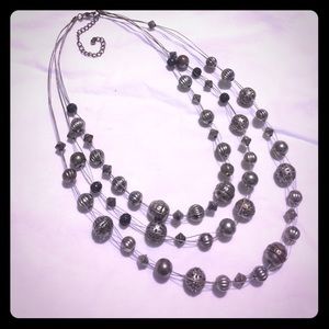 Silver and black necklace