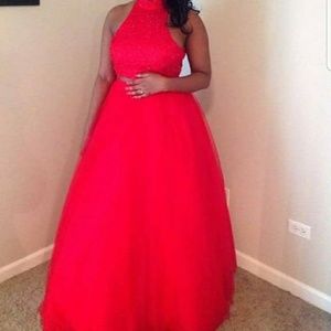 Red 2 piece prom dress size 10