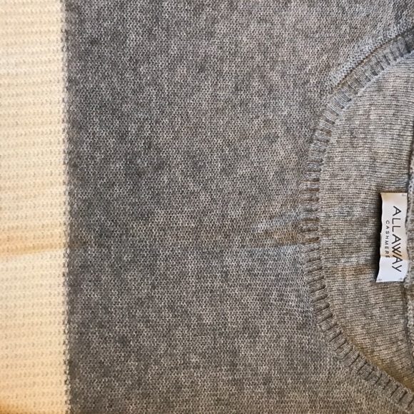 Allway cashmere sweater! Grey & cream stripe Sz XL - Picture 2 of 4