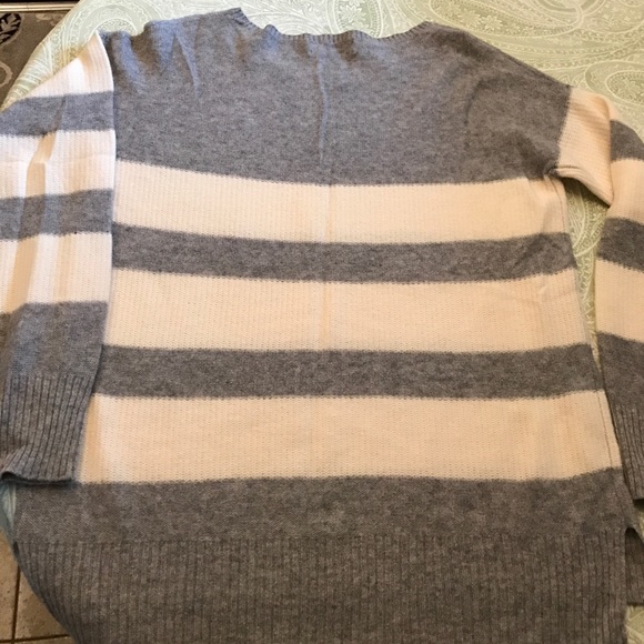 Allway cashmere sweater! Grey & cream stripe Sz XL - Picture 4 of 4