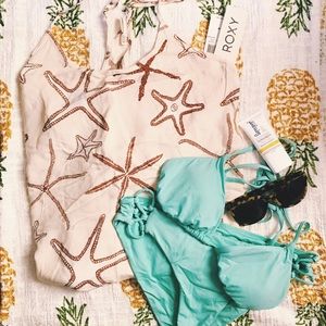 Roxy gold starfish beach cover-up dress