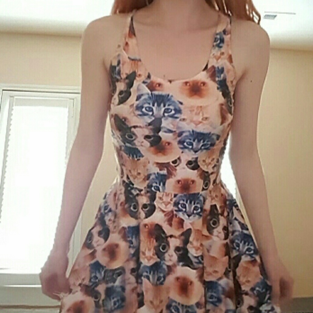 Reversible cat skater dress