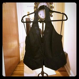 H&M Tuxedo Black Button up Halter Vest -New