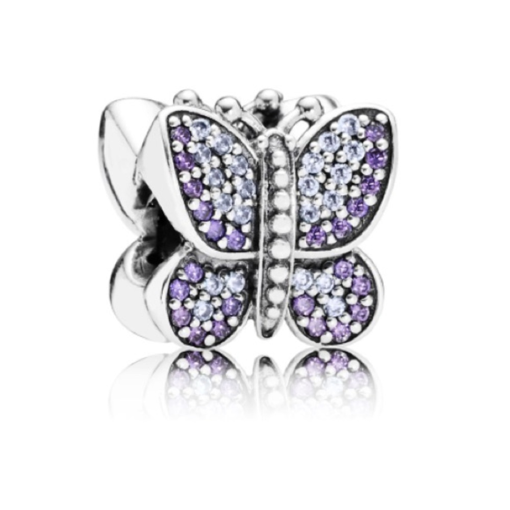 Pandora Sparkling Butterfly, purple cz