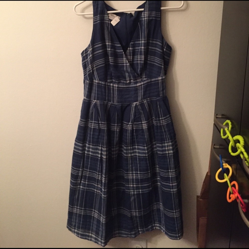 Van Heusen Blue White plaid cocktail dress