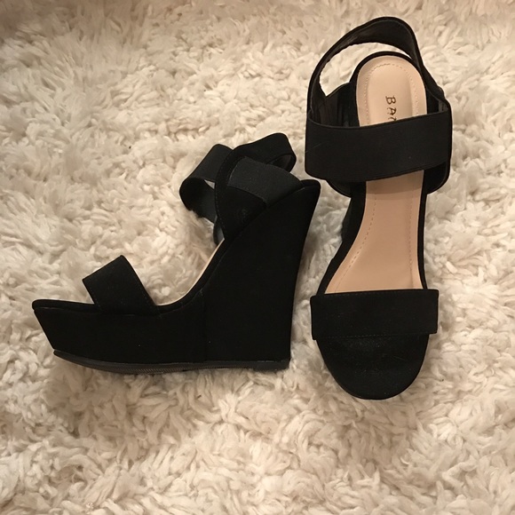 bamboo Shoes - Brand new Black suede wedges