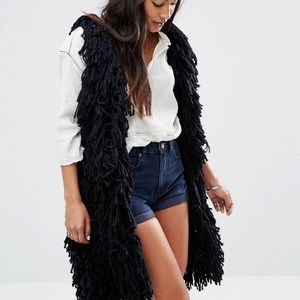 Black fluffy Jacket - WORN ONCE