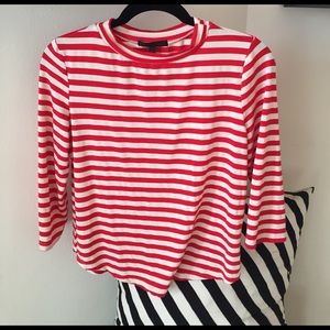 Urban Outfitters Red/Cream Mock Neck Tee