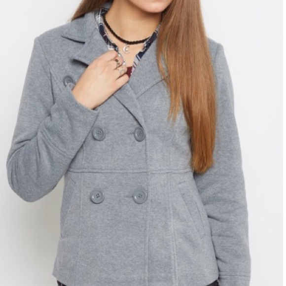 Jackets & Coats - Heather gray hooded knit button peacoat Jackets & Coats - Heather gray hooded knit button peacoat