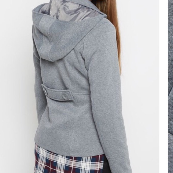 Jackets & Coats - Heather gray hooded knit button peacoat Jackets & Coats - Heather gray hooded knit button peacoat