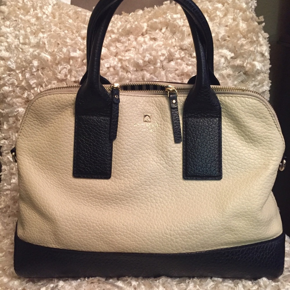 Cream and Black Kate Spade Satchel Bag