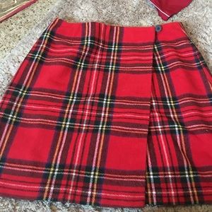 Red plaid skirt