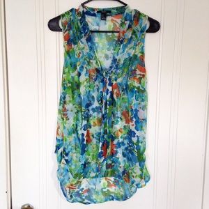 Forever 21 Watercolor Floral Sleeveless Blouse