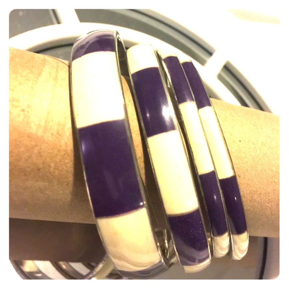 Purple and white bangles