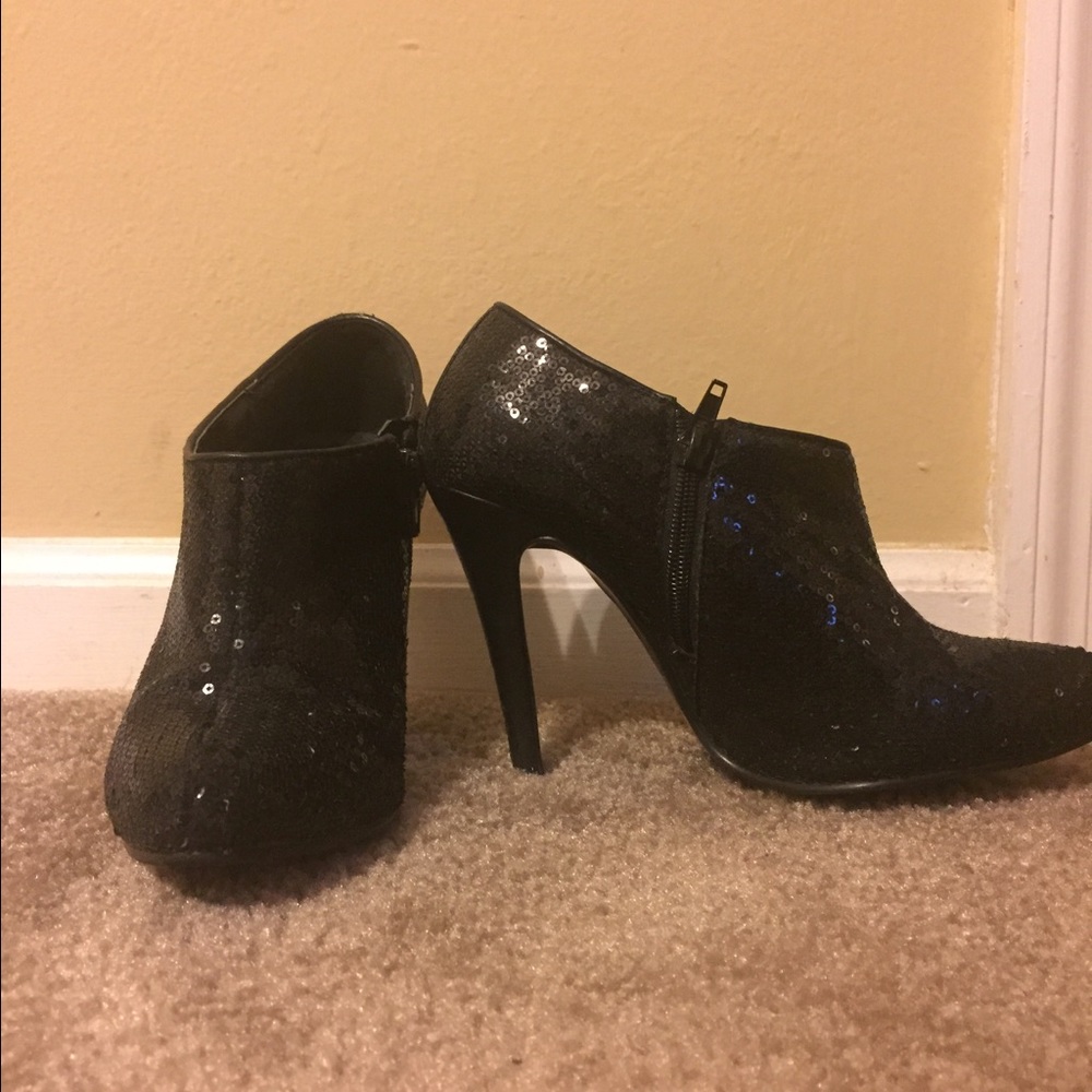 Black sequin heels