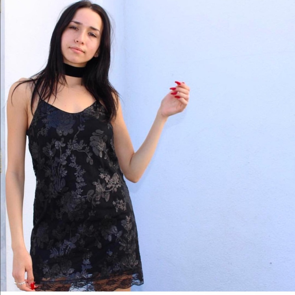 LF v neck sequin slip dress