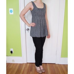 Max Studio Gray Empire Waist Top