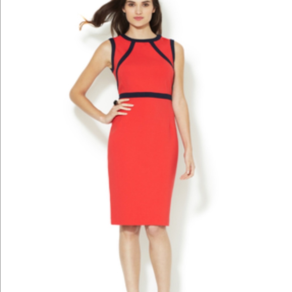 Ava & Aiden Black/White Contrast Trim Sheath Dress