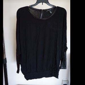 Black with pleather sleeved shirt