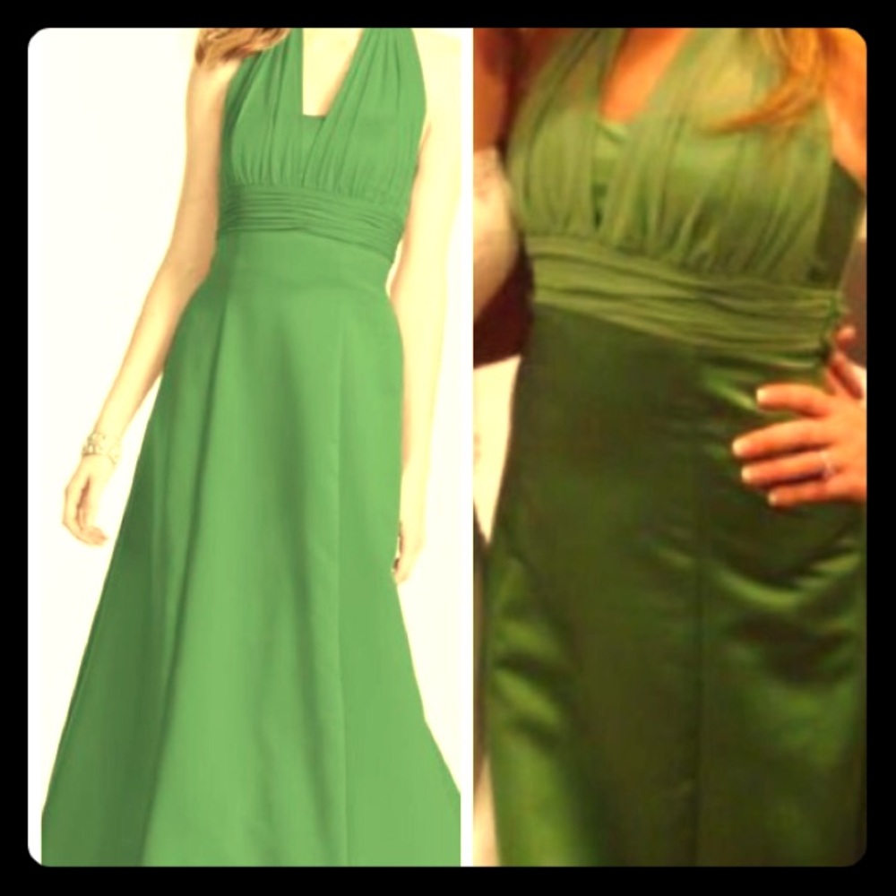Green. Halter. Satin Dress. Davids Bridal. Size 6.