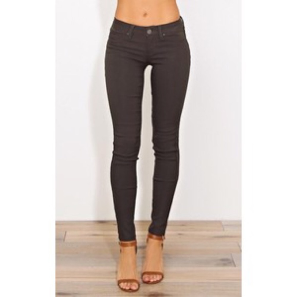 YMI Hyperstretch Skinnies in Dark Olive. Small.