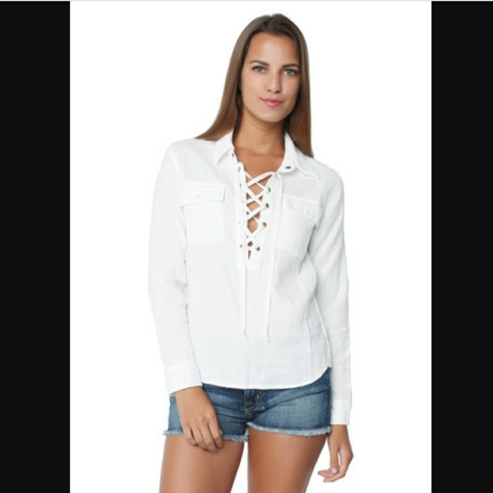 NWT: Mother Denim Lace Up Frenchie Shirt
