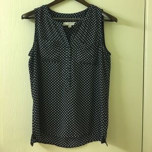 LOFT blue and white patterned sleeveless blouse LOFT blue and white patterned sleeveless blouse