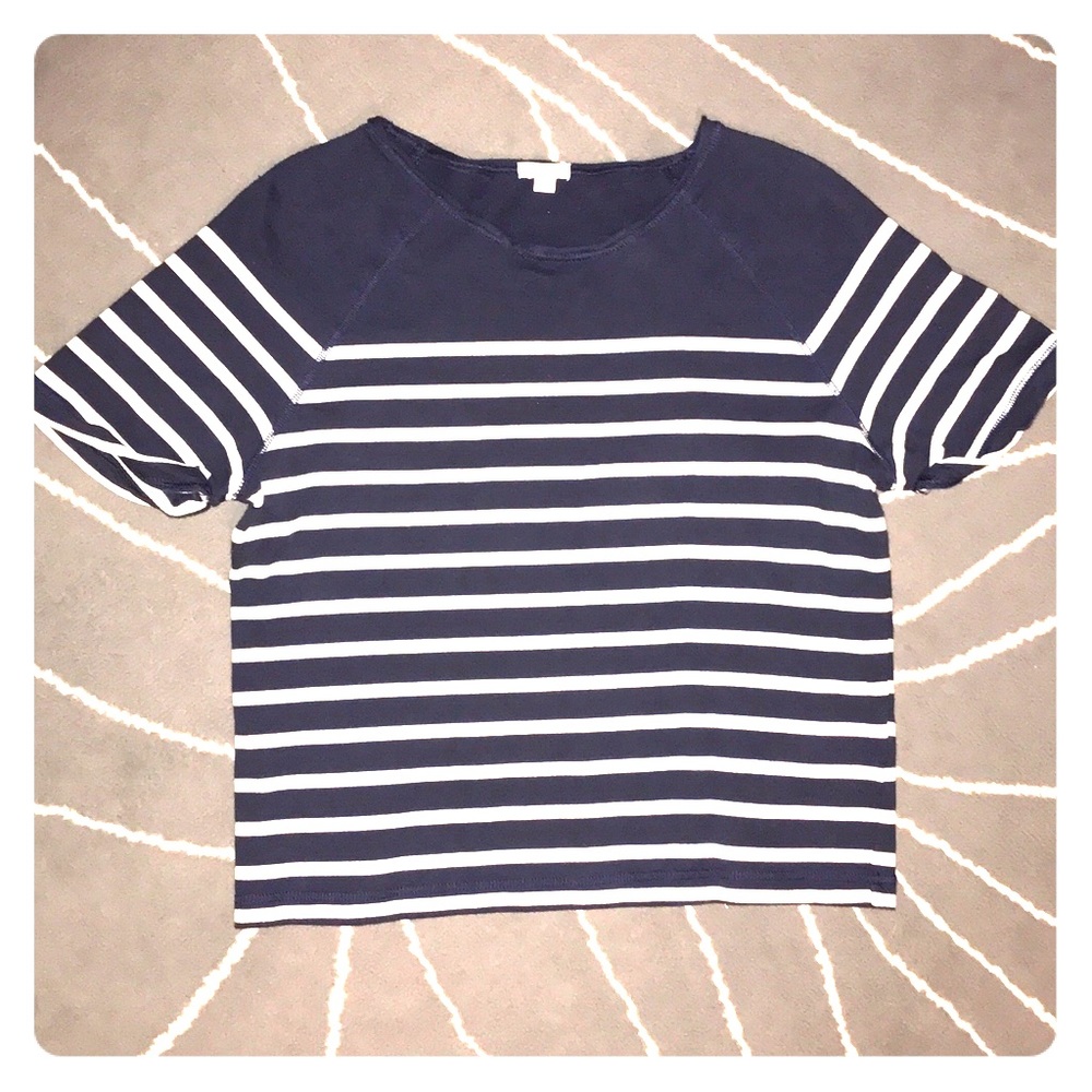 Gap cotton, boat neck, crop-length, striped top