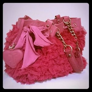Juicy Couture pink bow purse with gold chains