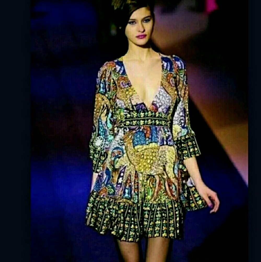 SOLD! Betsey Johnson 2 XS Bambi Deer Psychedelic Dress