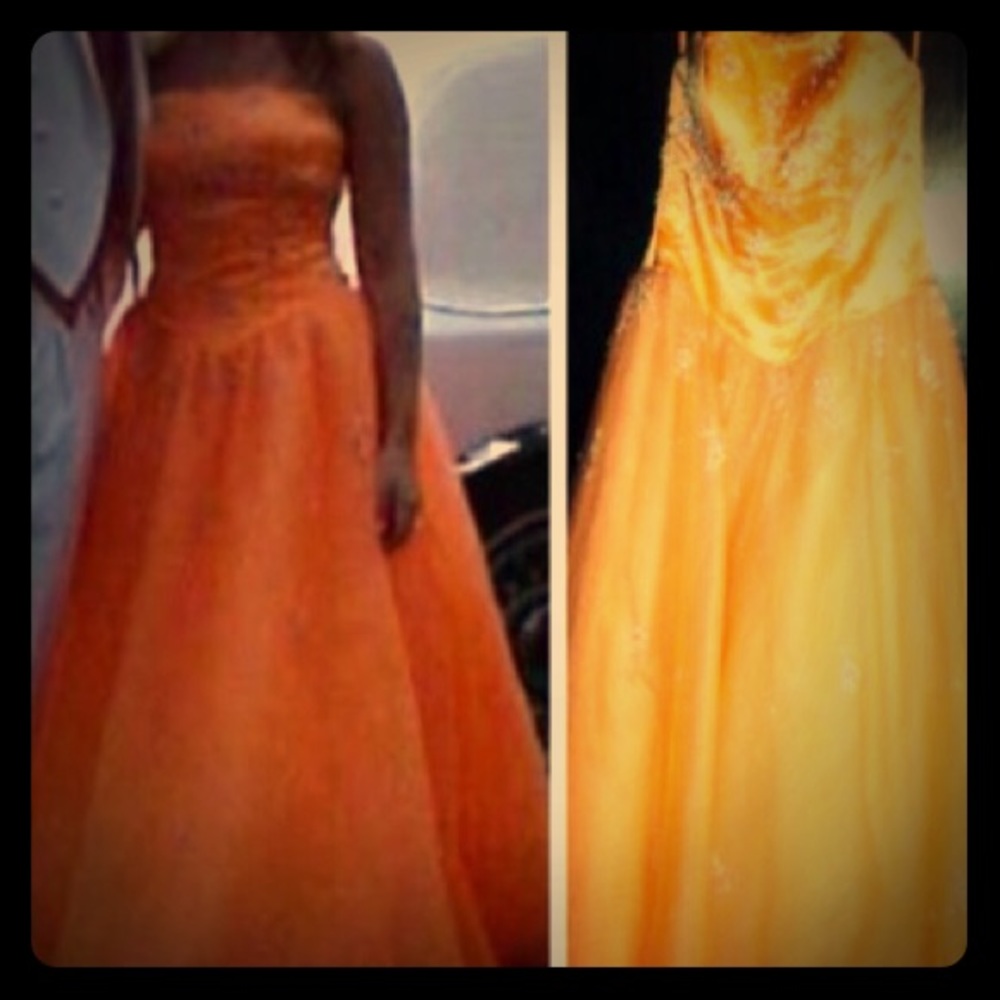 Alyce Design. Orange Strapless Dress. Size 4