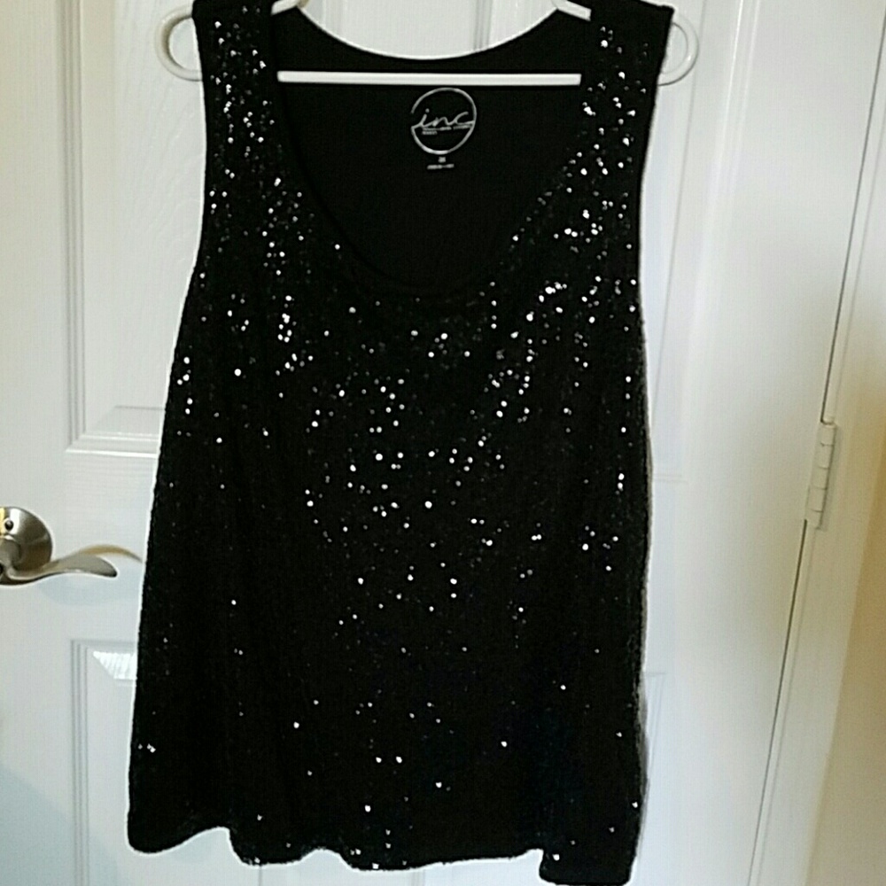 INC 2x Black Sequin tank
