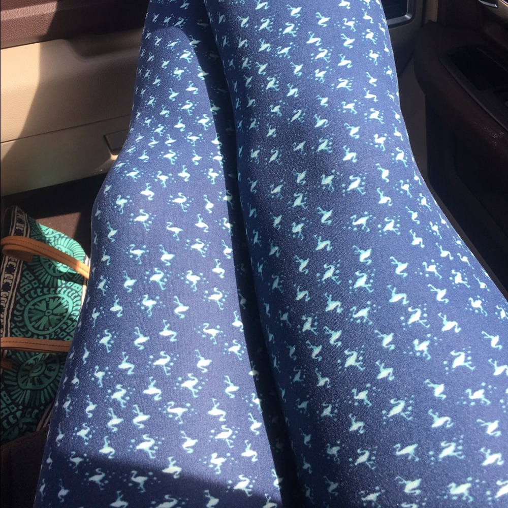 LulaRoe Flamingo Leggings OS Blue Unicorn