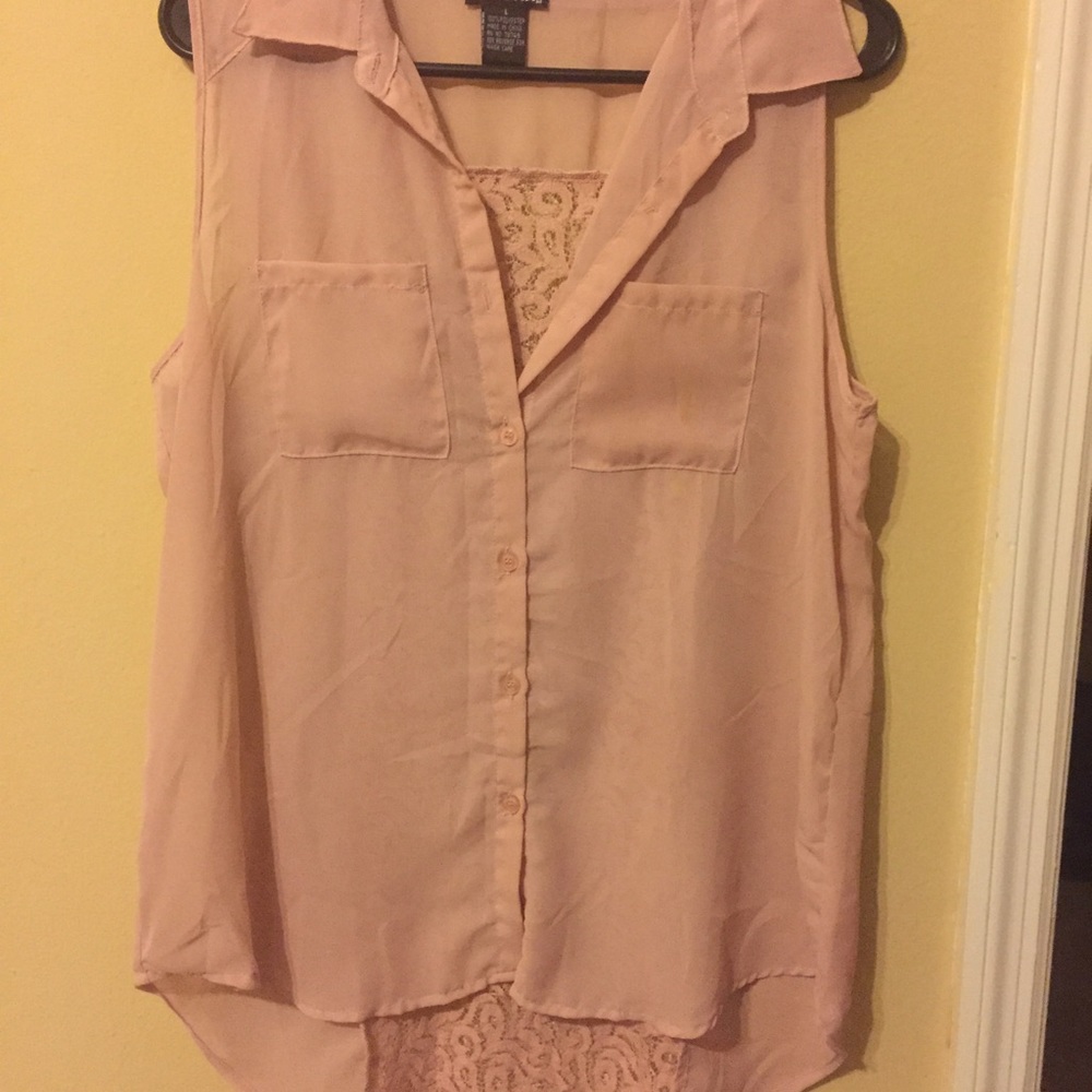 Light pink long lace top