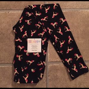 Leggings LulaRoe Vintage à Motifs Caille - Teal Et Crème - Licorne Et Oiseaux - Neuf Avec étiquettes - Taille Unique
