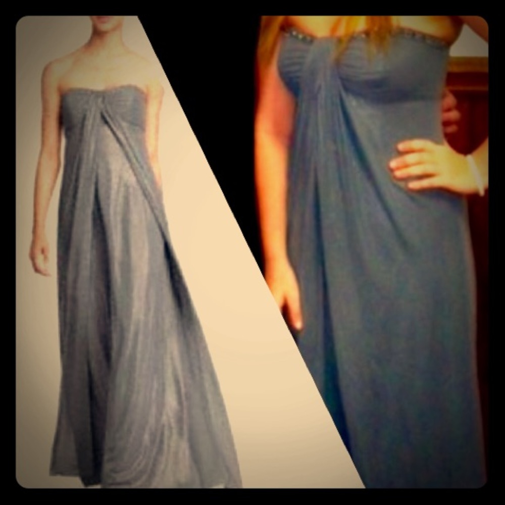 Pewter Strapless Dress. David's Bridal. Size 6.