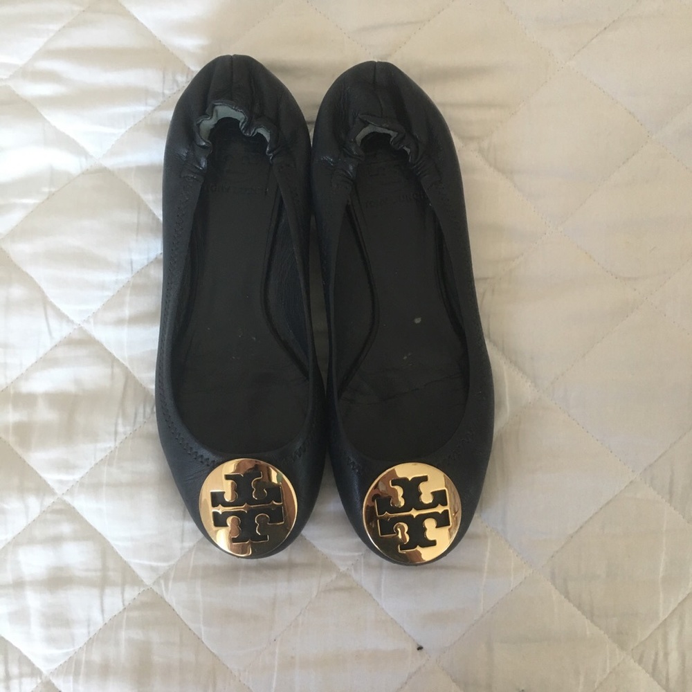 Navy torch burch reva flats