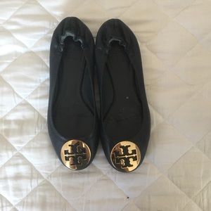 Navy torch burch reva flats