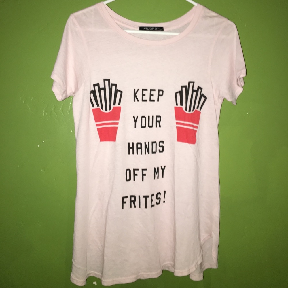 Baby pink "Keep your Hands Off my Frites" teeshirt