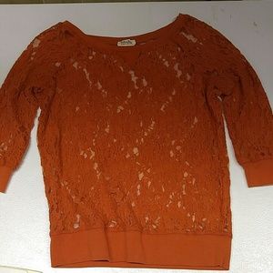 Burnt orange lace shirt