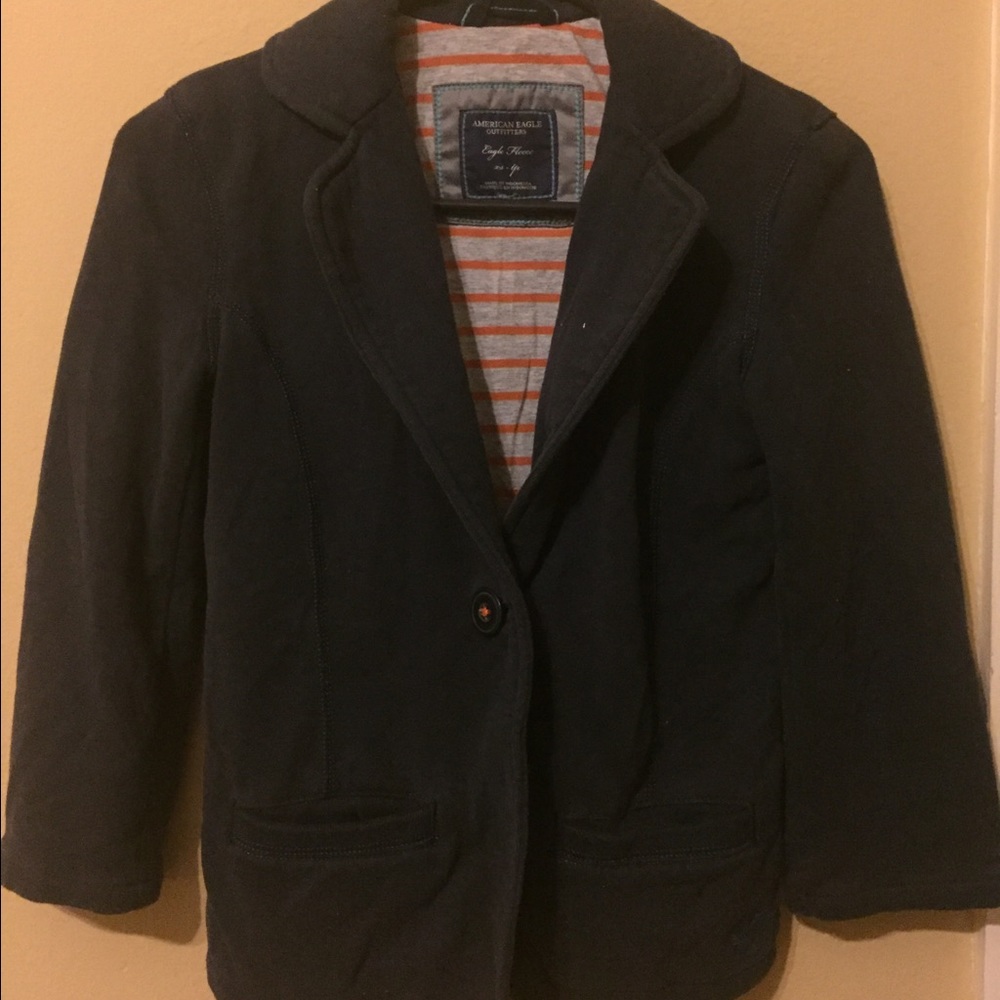 American Eagle navy blazer, cotton
