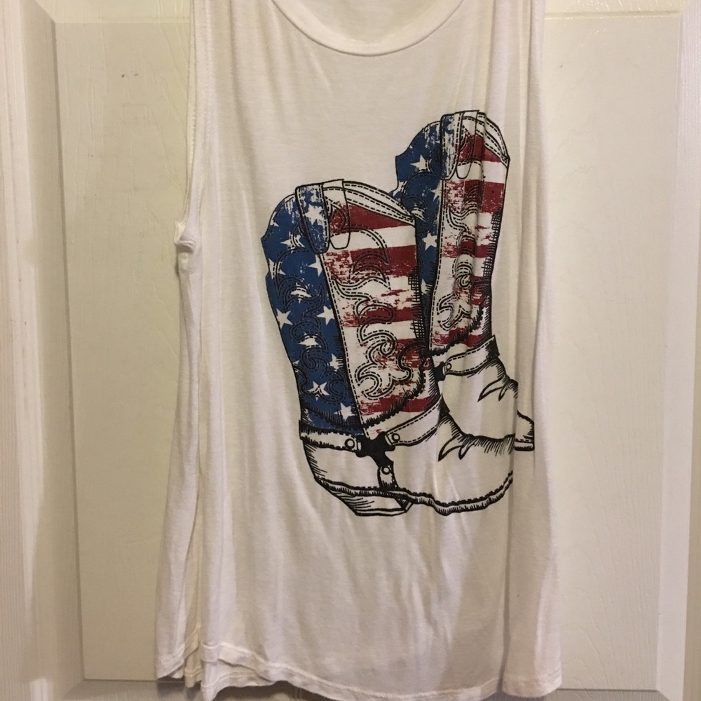 American Flag Cowgirl Boot Muscle Tee! Worn once!